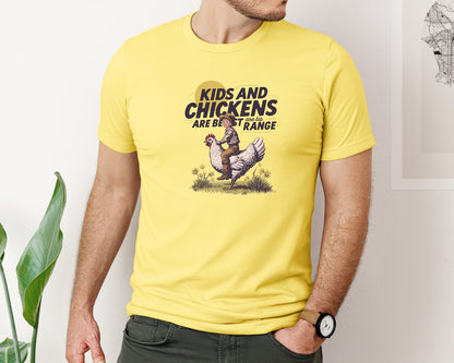 brand:Bella Canvas|color:Yellow|Kids And Chickens Vintage Farm Graphic T-Shirt