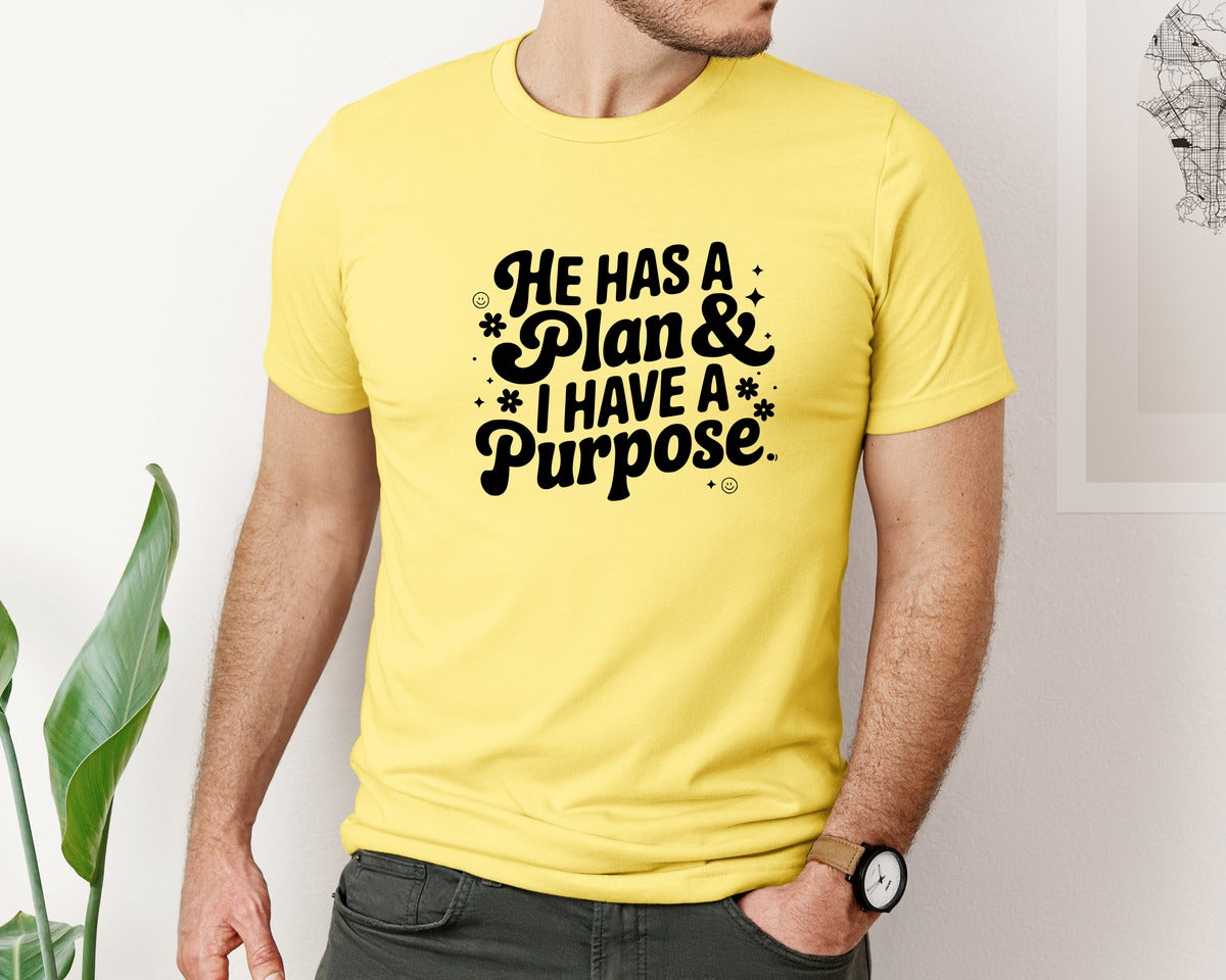 brand:Bella Canvas|color:Yellow|He Has A Plan And I Have A Purpose D Graphic T-Shirt