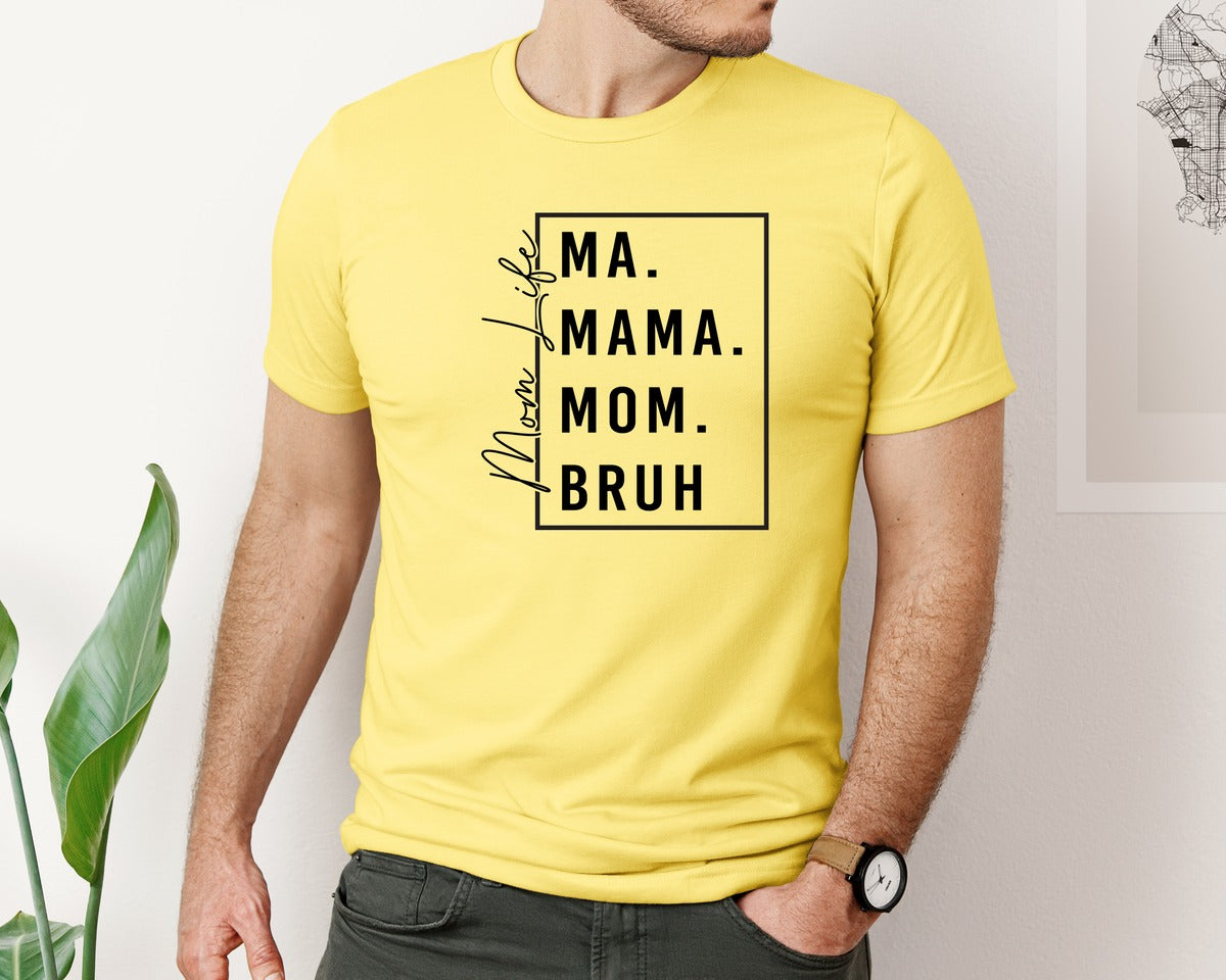 brand:Bella Canvas|color:Yellow|Mama Mommy Mom Bruh Funny Mom 12 Graphic T-Shirt