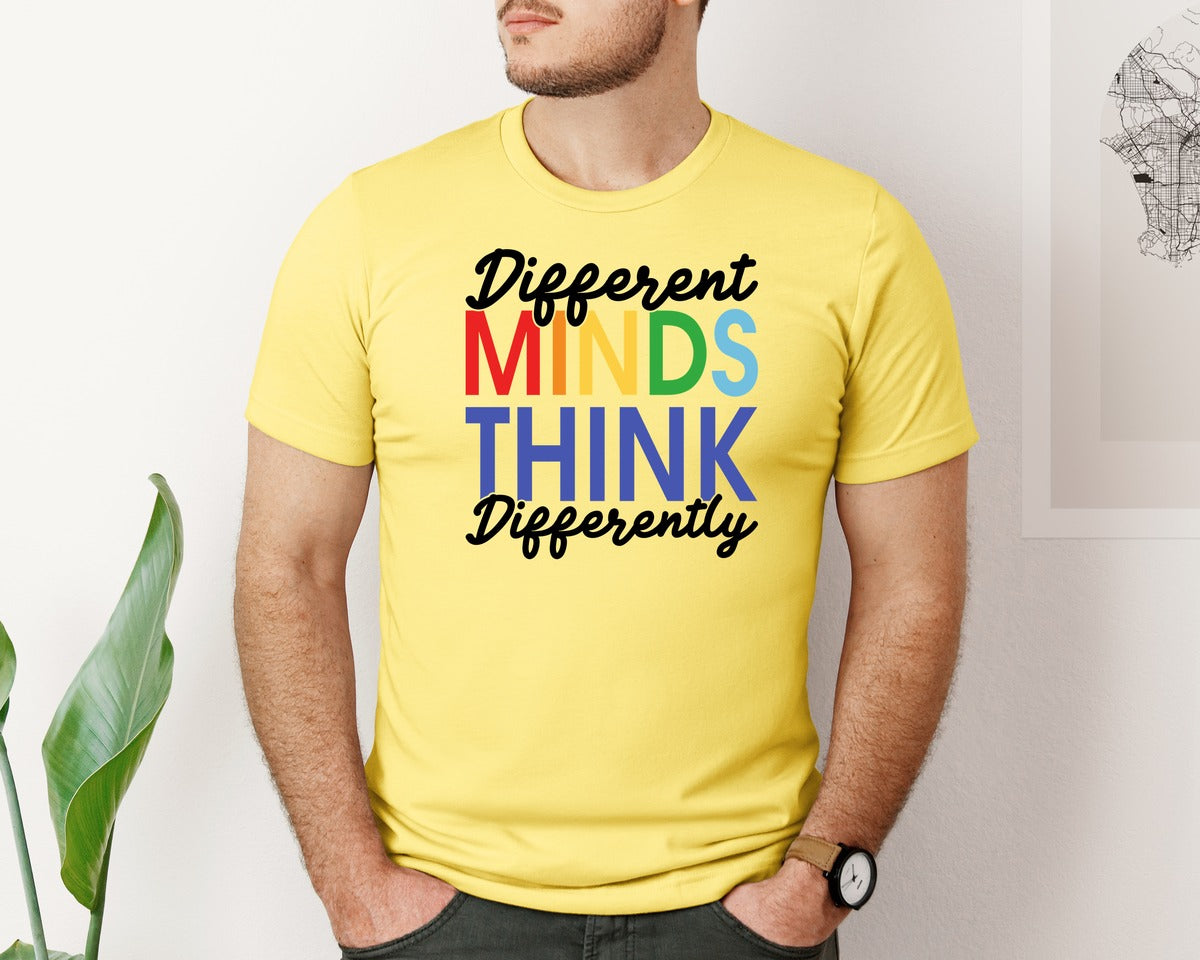 brand:Bella Canvas|color:Yellow|Different Minds Autism T Shirt Graphic T-Shirt