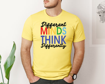 brand:Bella Canvas|color:Yellow|Different Minds Autism T Shirt Graphic T-Shirt