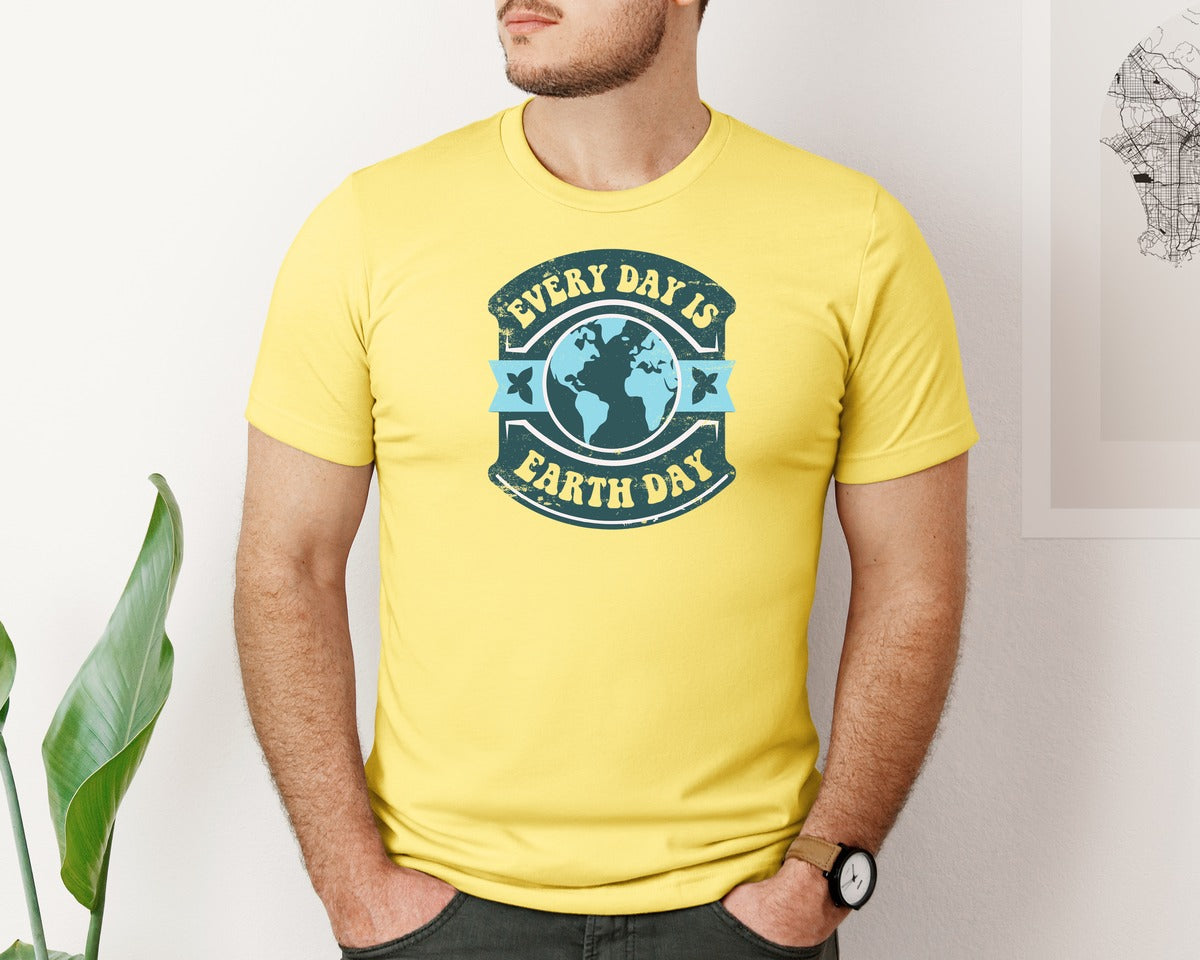 brand:Bella Canvas|color:Yellow|Everyday Is Earth Day Graphic T-Shirt
