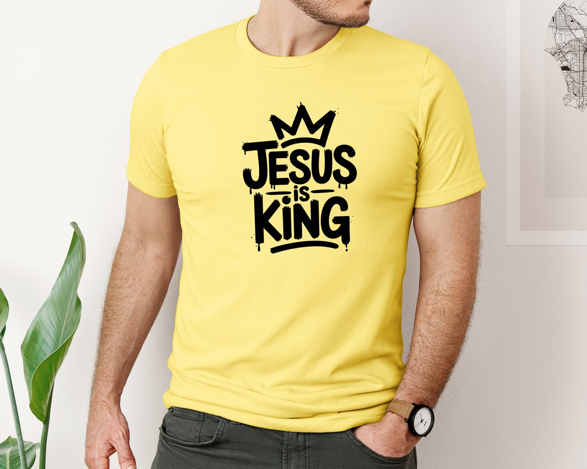 brand:Bella Canvas|color:Yellow|Jesus Is King Trendy T Shirt Design Graphic T-Shirt