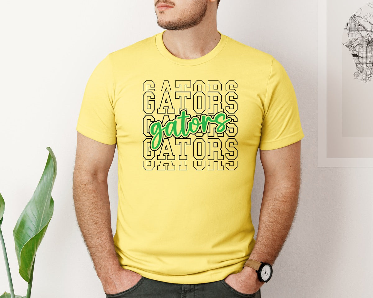 brand:Bella Canvas|color:Yellow|Go Gators Funny Alligator 5 Graphic T-Shirt