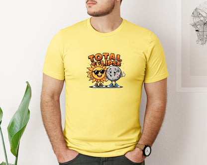 brand:Bella Canvas|color:Yellow|Eclipse Cartoon T Shirt Design Graphic T-Shirt