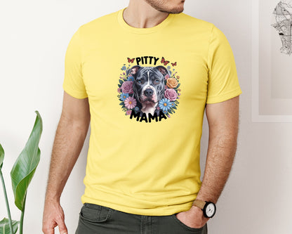 brand:Bella Canvas|color:Yellow|Pitty Mama Cute Pitbull Dog 2 Graphic T-Shirt