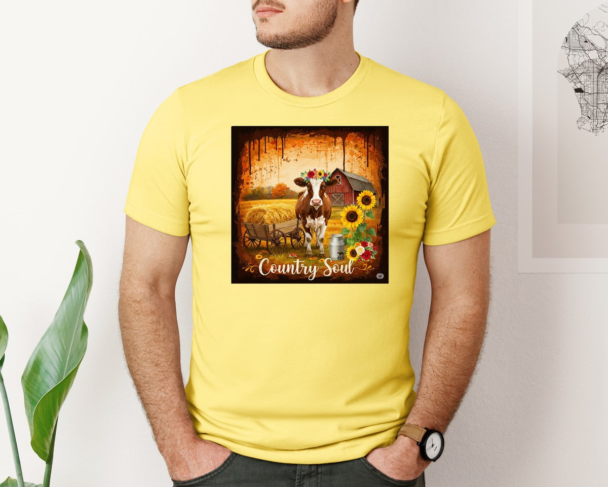 brand:Bella Canvas|color:Yellow|Vintage Country Western Brushstroke 2 Graphic T-Shirt