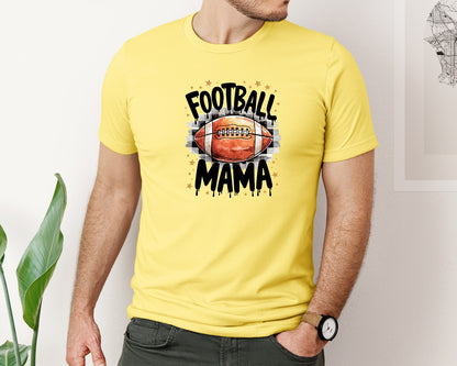 brand:Bella Canvas|color:Yellow|Football Mama Grunge Design Graphic T-Shirt