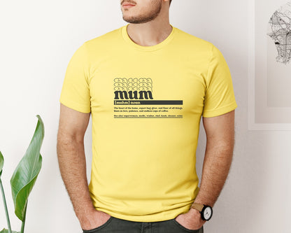 brand:Bella Canvas|color:Yellow|Mother Mum Funny Definition Graphic T-Shirt