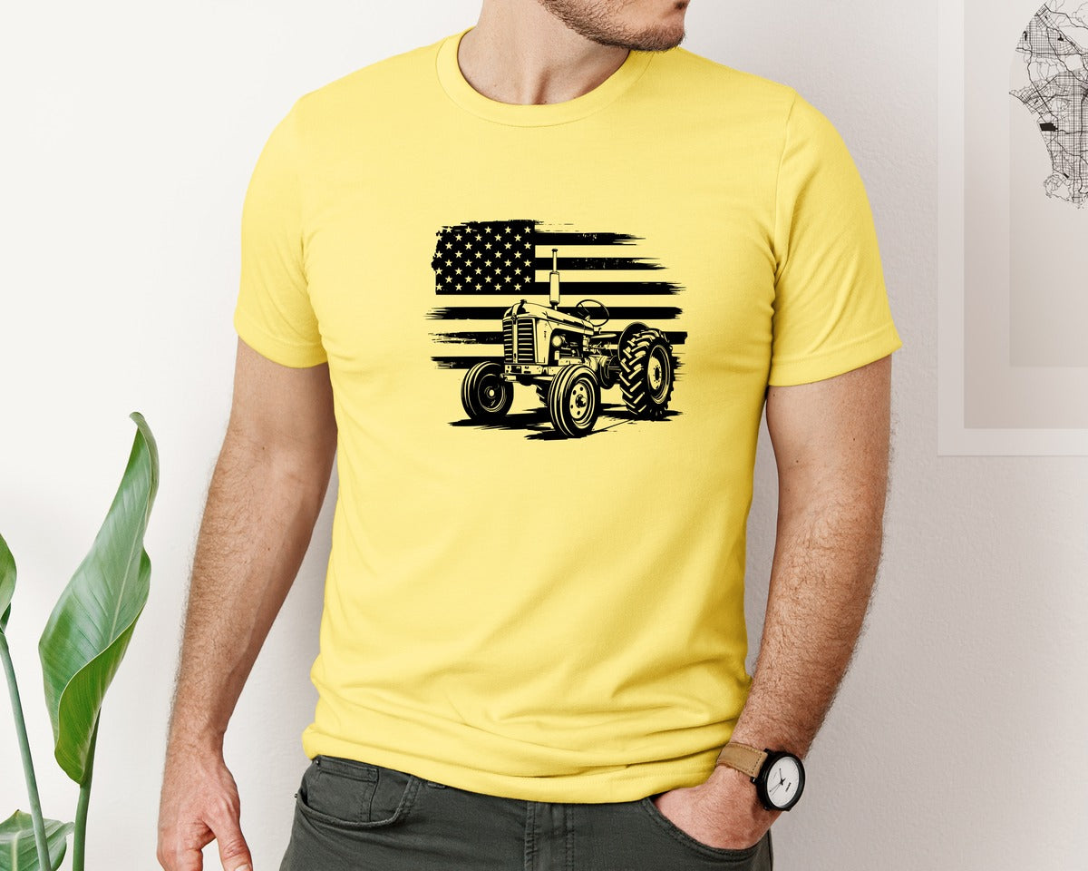 brand:Bella Canvas|color:Yellow|Tractor Flag Vector T Shirt Design Graphic T-Shirt