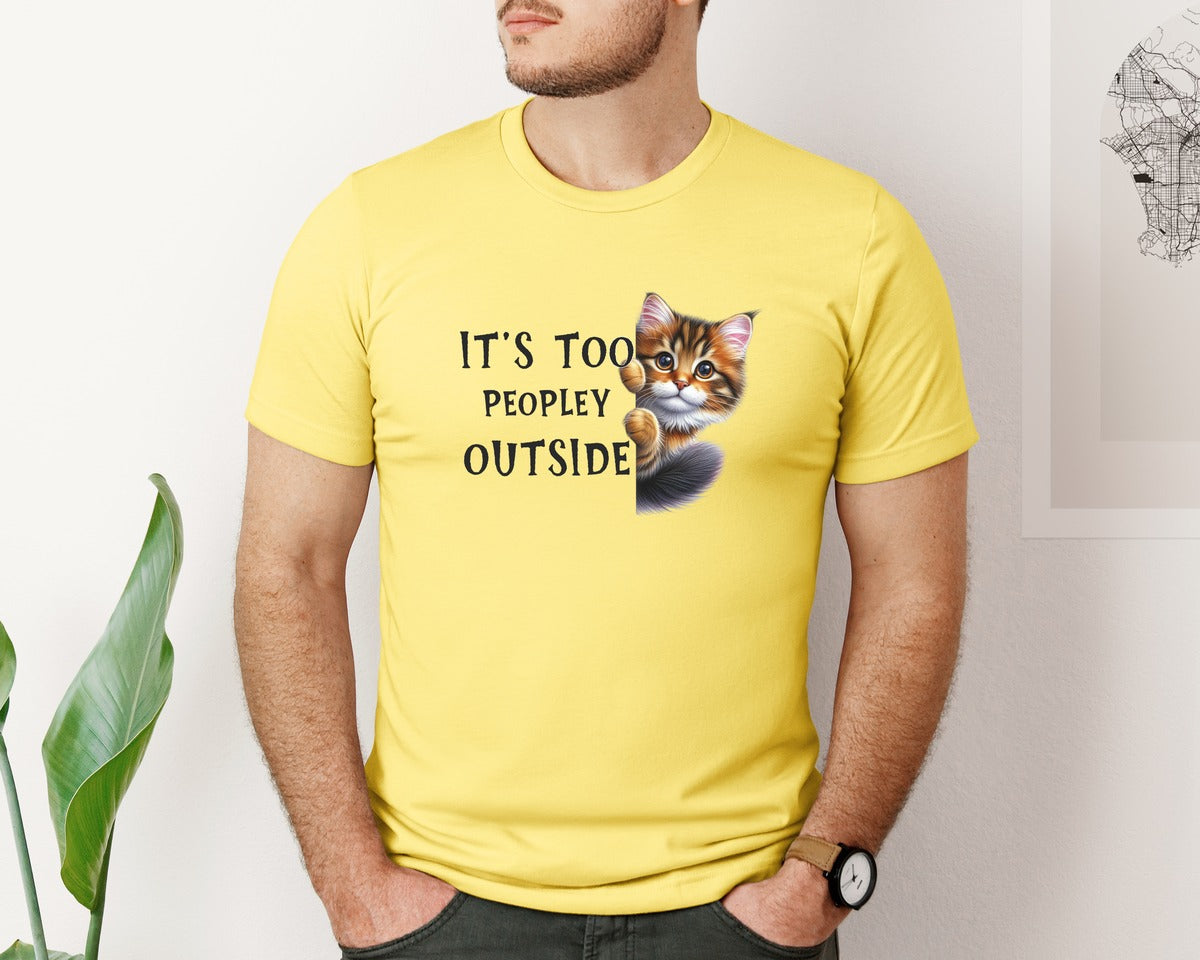 brand:Bella Canvas|color:Yellow|Funny Cat Sarcastic Sassy Introvert 2 Graphic T-Shirt
