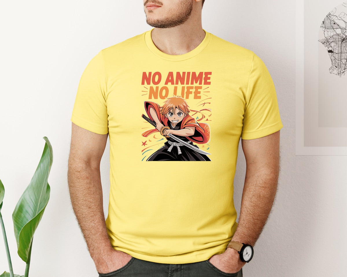 brand:Bella Canvas|color:Yellow|No Anime No Life T Shirt 2 Graphic T-Shirt
