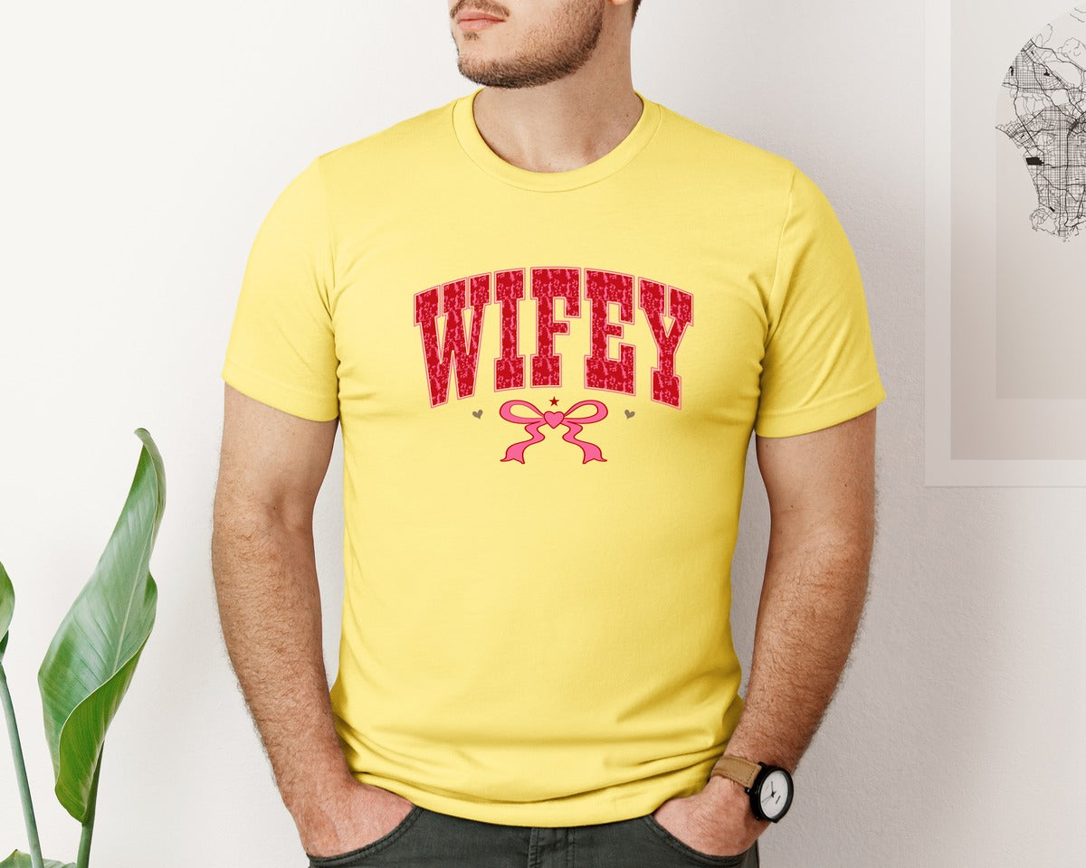 brand:Bella Canvas|color:Yellow|Wifey 2 Graphic T-Shirt