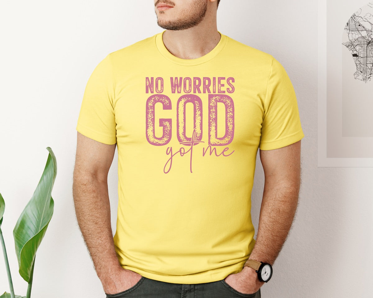 brand:Bella Canvas|color:Yellow|Unafraidgod Got Me Christian Q Graphic T-Shirt