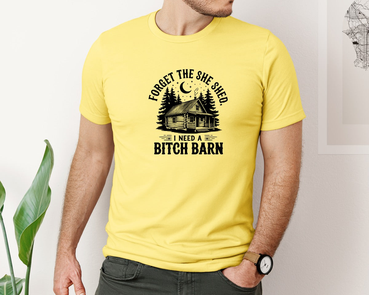 brand:Bella Canvas|color:Yellow|Farm Home Svgforget The She Shed Tshirt Graphic T-Shirt