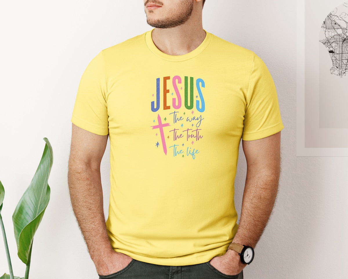 brand:Bella Canvas|color:Yellow|Jesus The Way The Truth The Life 58 Graphic T-Shirt