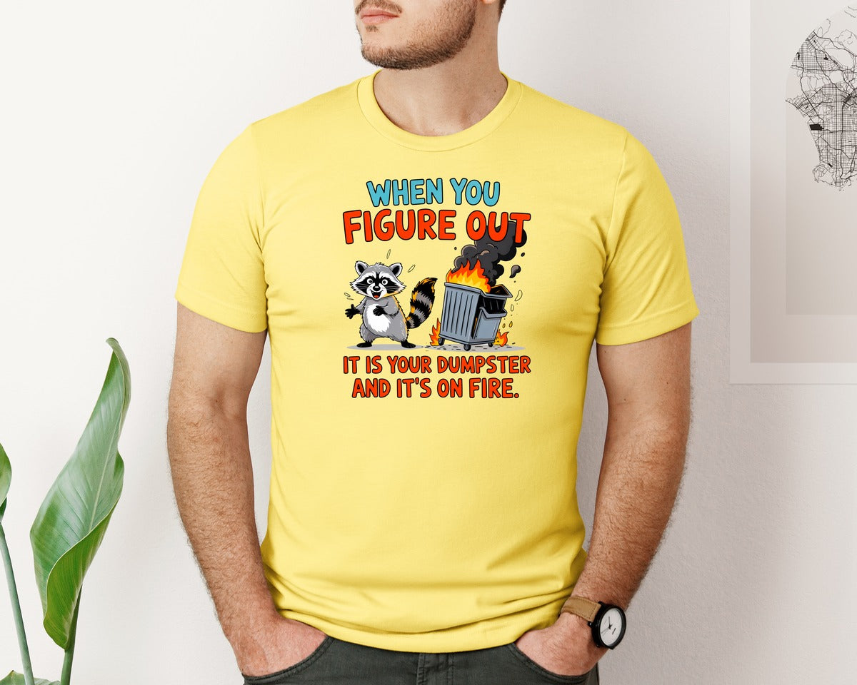 brand:Bella Canvas|color:Yellow|Retro Raccoon Funny Shirt Design Graphic T-Shirt