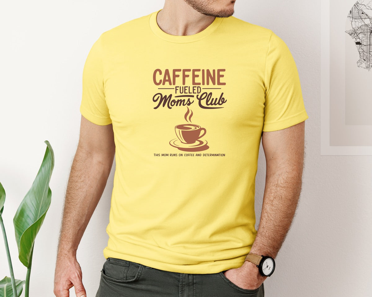 brand:Bella Canvas|color:Yellow|Coffee Mom Club Mothers Day Shirt Graphic T-Shirt