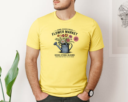 brand:Bella Canvas|color:Yellow|Hand Picked Fresh Flower Market 2 Graphic T-Shirt