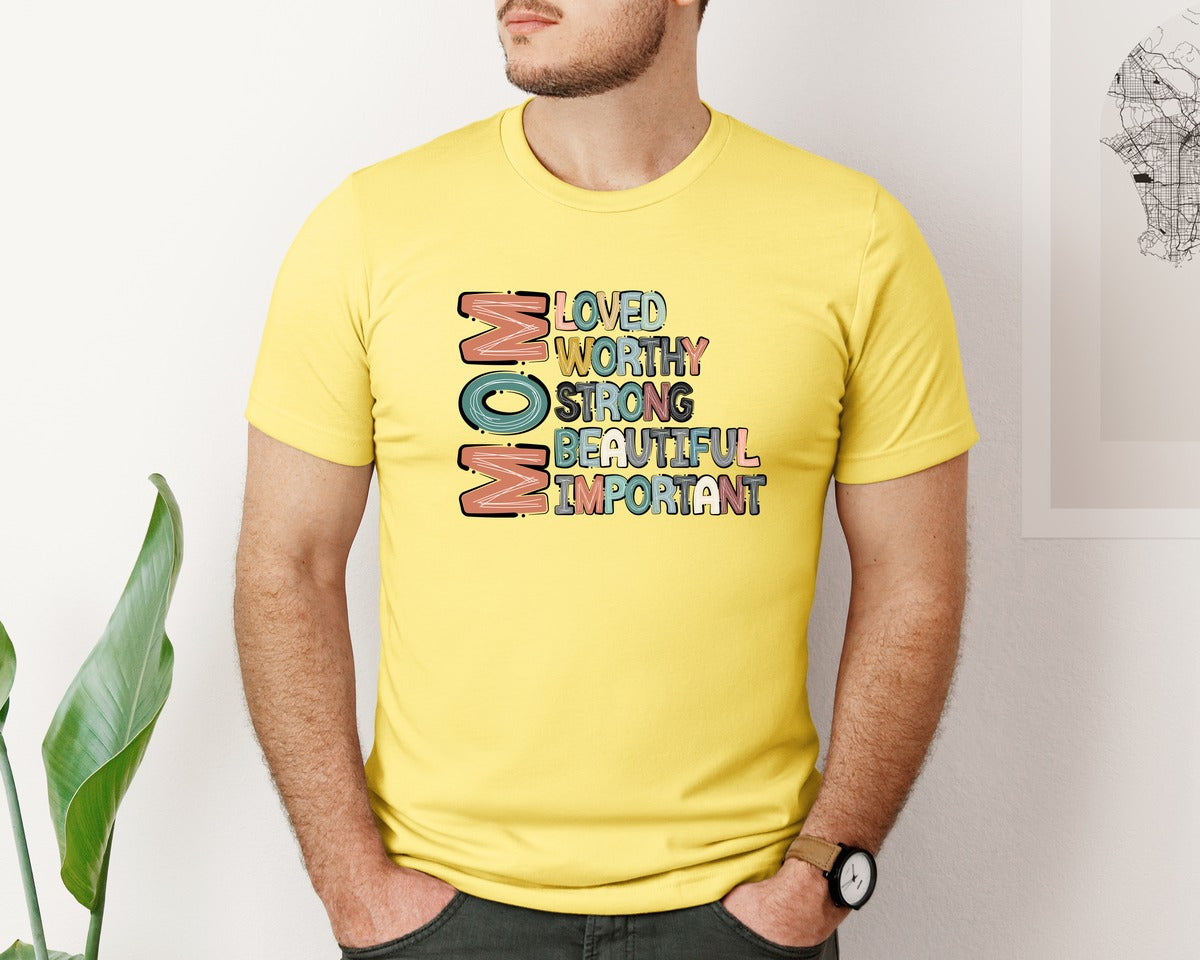 brand:Bella Canvas|color:Yellow|Mom Mothers Day Design Graphic T-Shirt