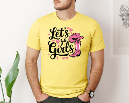 brand:Bella Canvas|color:Yellow|Lets Go Girls Western Cowgirl Graphic T-Shirt