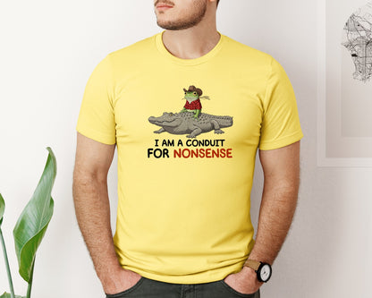 brand:Bella Canvas|color:Yellow|I Am A Conduit For Nonsense Frog And All Graphic T-Shirt