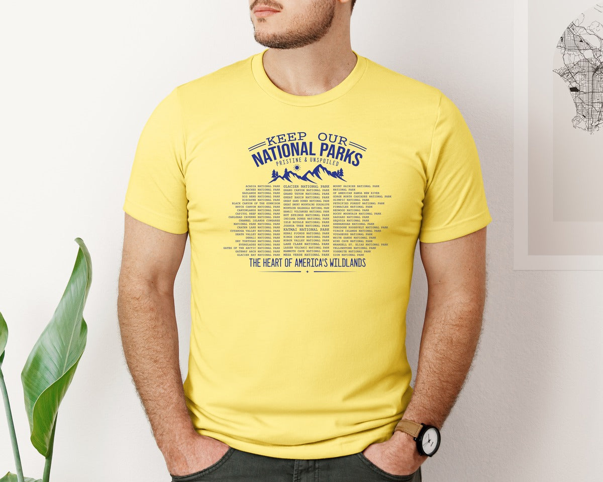 brand:Bella Canvas|color:Yellow|Keep Our National Parks Pristine And Graphic T-Shirt