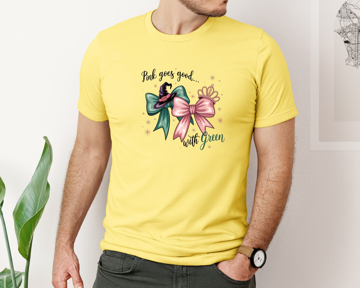 brand:Bella Canvas|color:Yellow|Pink Goes Good With Green 4 Graphic T-Shirt