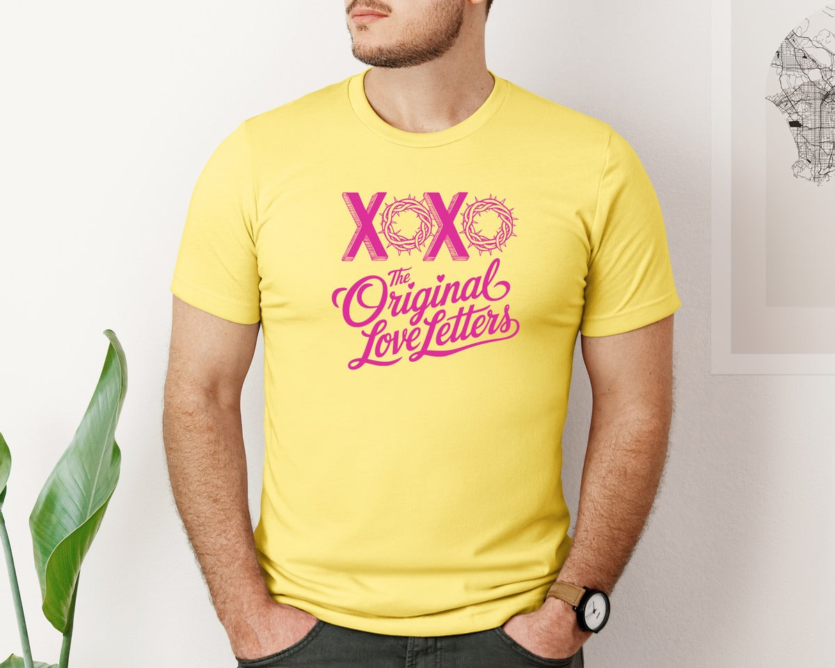 brand:Bella Canvas|color:Yellow|Christian Love Religious Valentine Graphic T-Shirt