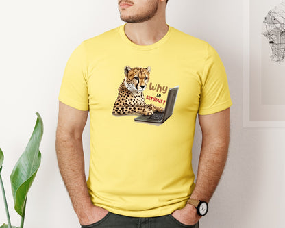 brand:Bella Canvas|color:Yellow|Tiger Typing On A Laptop T Shirt Print Graphic T-Shirt