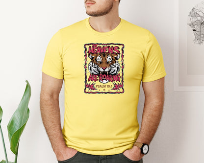 brand:Bella Canvas|color:Yellow|Roaring Tiger Psalm 191 File Graphic T-Shirt