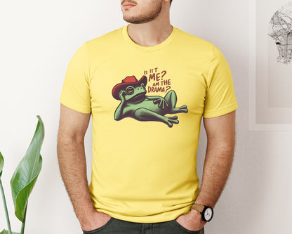 brand:Bella Canvas|color:Yellow|Drama Frog Funny Cowboy Aesthetic Graphic T-Shirt