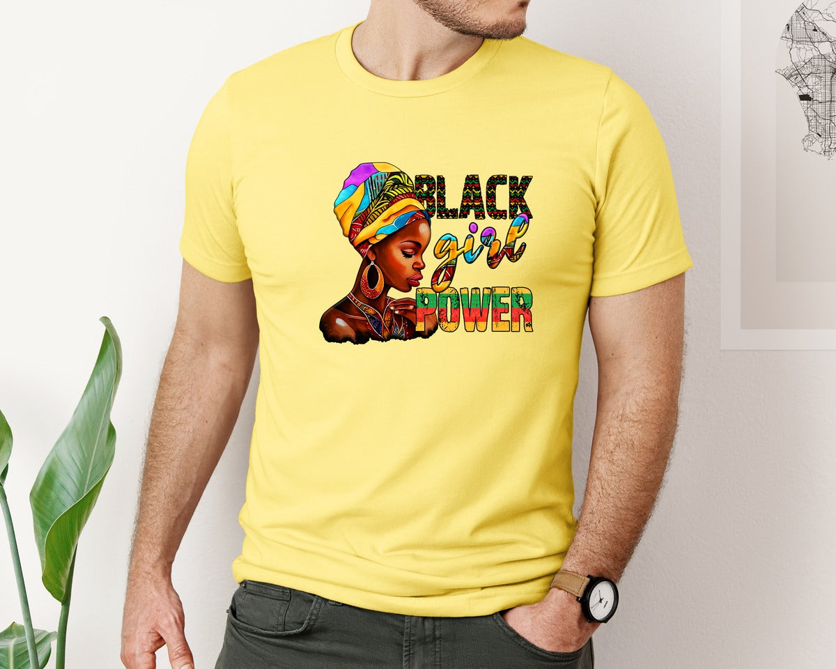 brand:Bella Canvas|color:Yellow|Black Girl Power Juneteenth Graphic T-Shirt