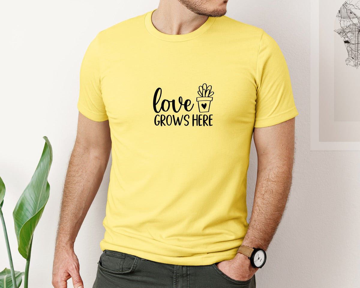 brand:Bella Canvas|color:Yellow|Love Grows Here 133 Graphic T-Shirt