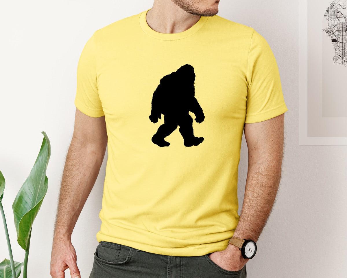 brand:Bella Canvas|color:Yellow|Bigfoot Sasquatch Figure Design Graphic T-Shirt
