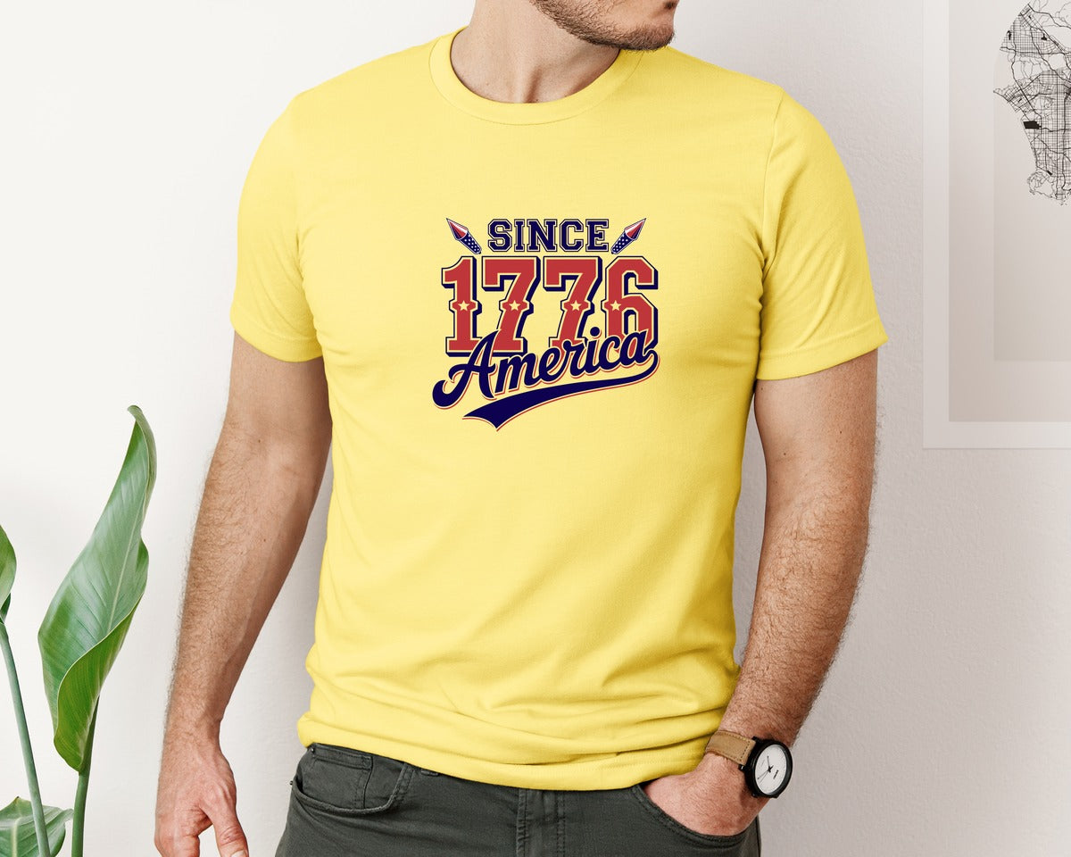 brand:Bella Canvas|color:Yellow|1776 America Independence Day T Shirt Graphic T-Shirt
