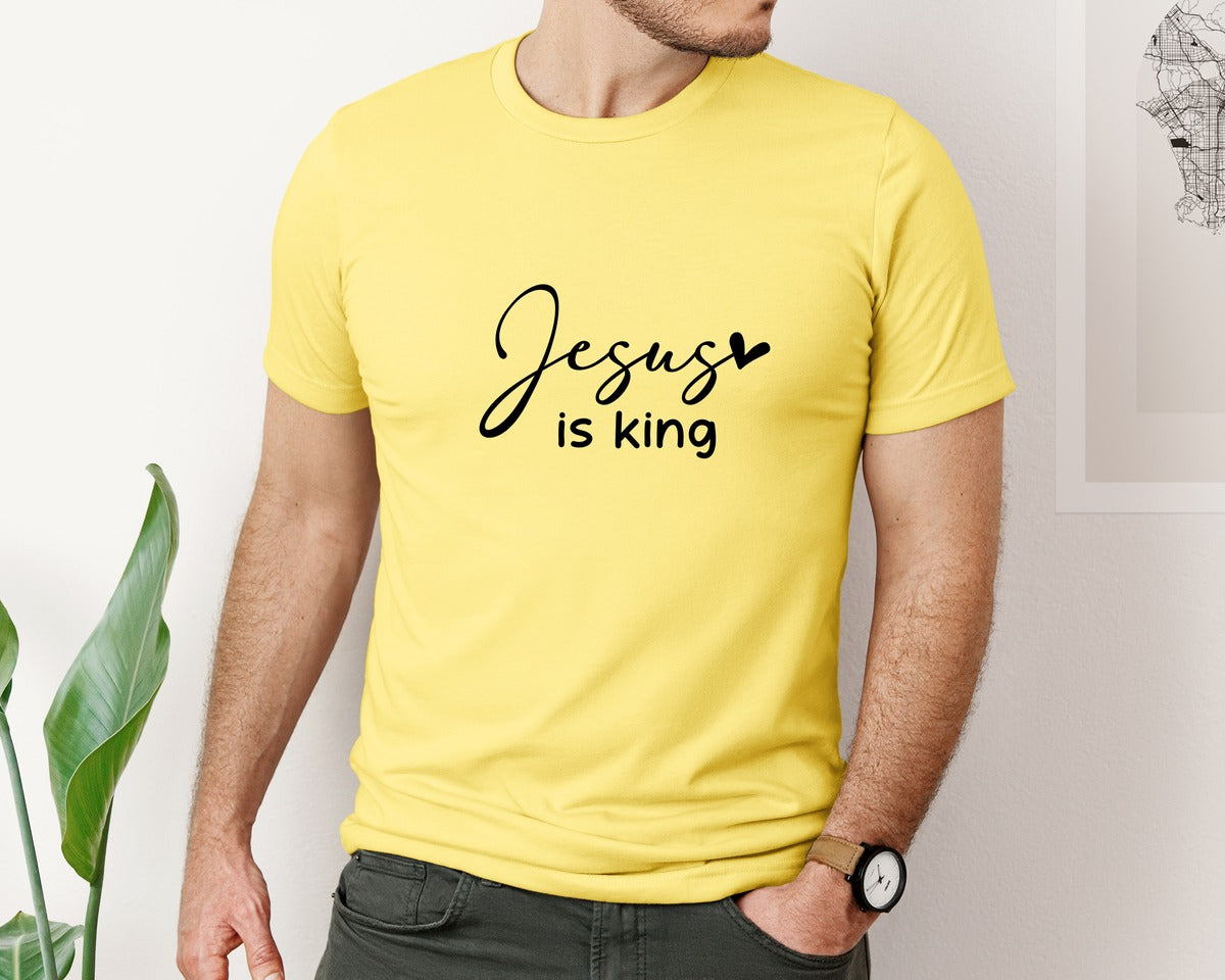 brand:Bella Canvas|color:Yellow|Jesus Is King Jesus Christian 3 Graphic T-Shirt