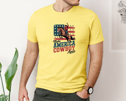 brand:Bella Canvas|color:Yellow|Make America Cowboy Again 6 Graphic T-Shirt
