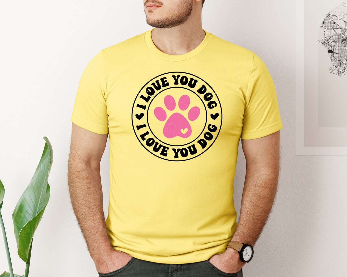 brand:Bella Canvas|color:Yellow|I Love You Dog Dog Lover 2 Graphic T-Shirt