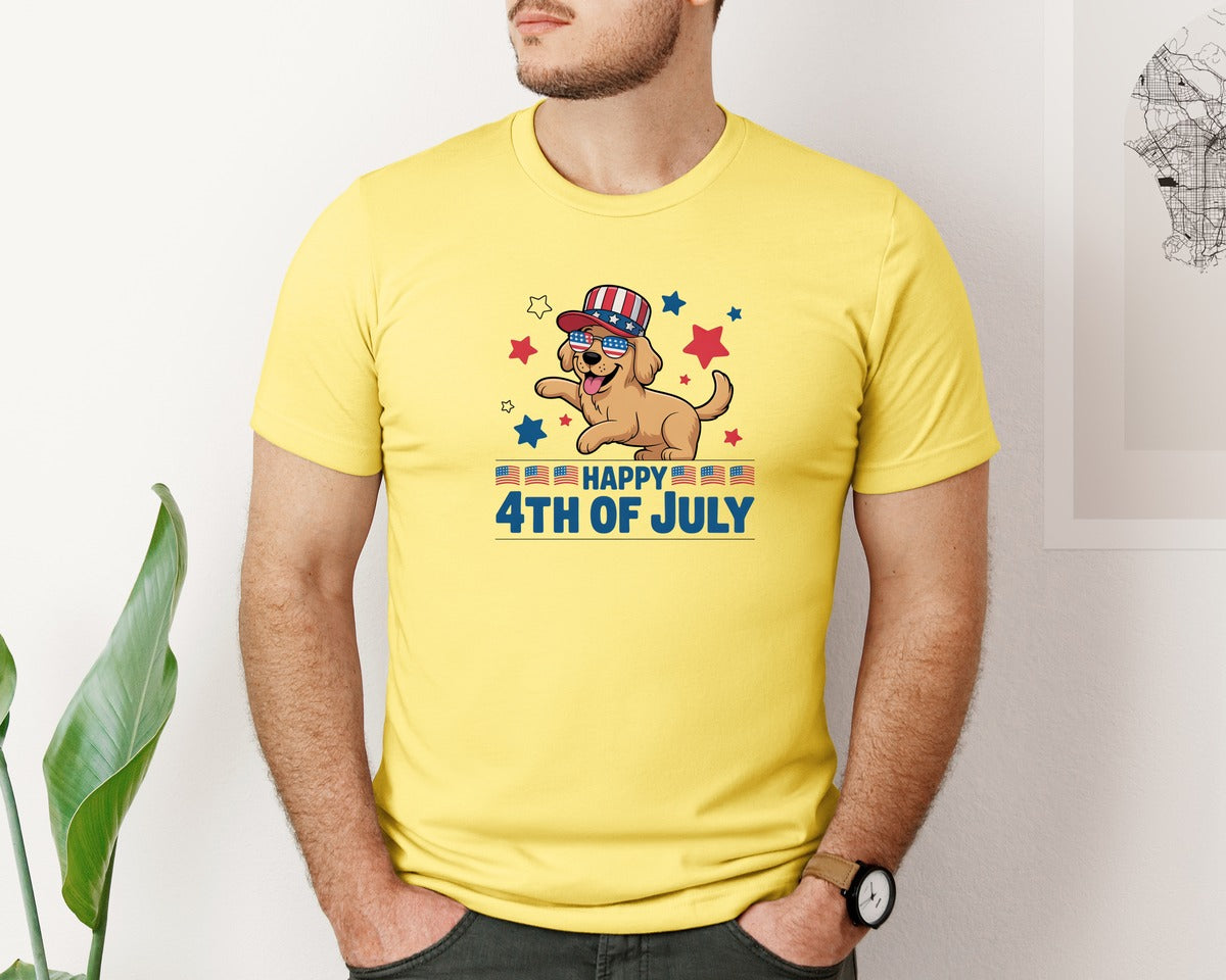 brand:Bella Canvas|color:Yellow|4Th July Dog F09F87Baf09F87B8F09F90B6 Graphic T-Shirt