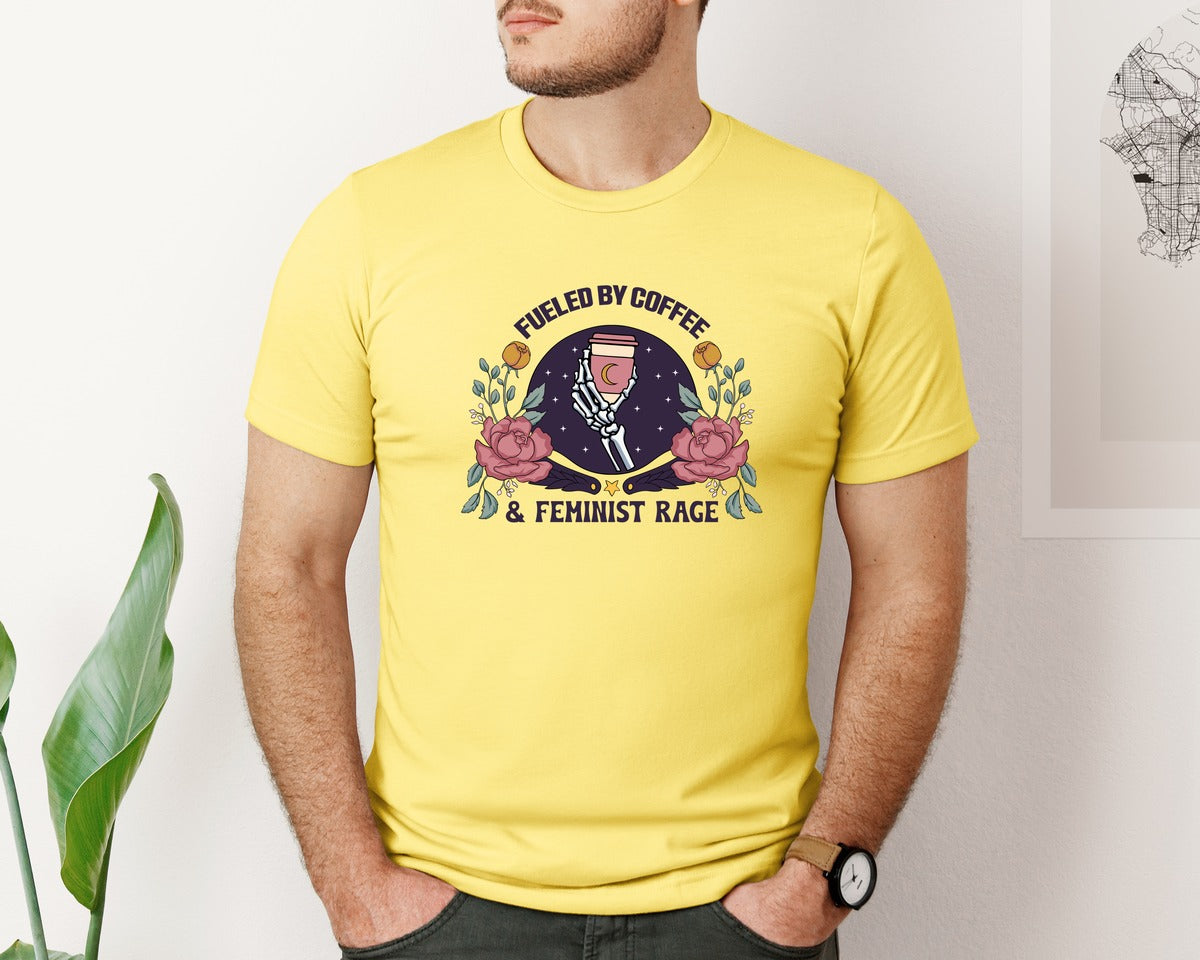 brand:Bella Canvas|color:Yellow|Coffee Feminist Rage Graphic T-Shirt