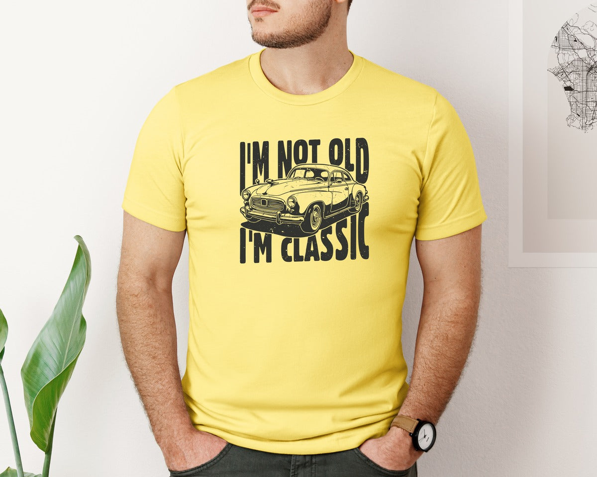 brand:Bella Canvas|color:Yellow|Im Not Old Im Classic Vintage Car 3 Graphic T-Shirt