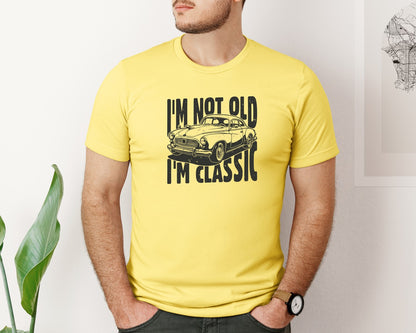 brand:Bella Canvas|color:Yellow|Im Not Old Im Classic Vintage Car 3 Graphic T-Shirt