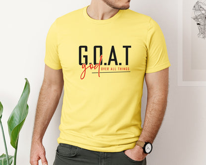 brand:Bella Canvas|color:Yellow|God Over All Things Shirt Design Graphic T-Shirt