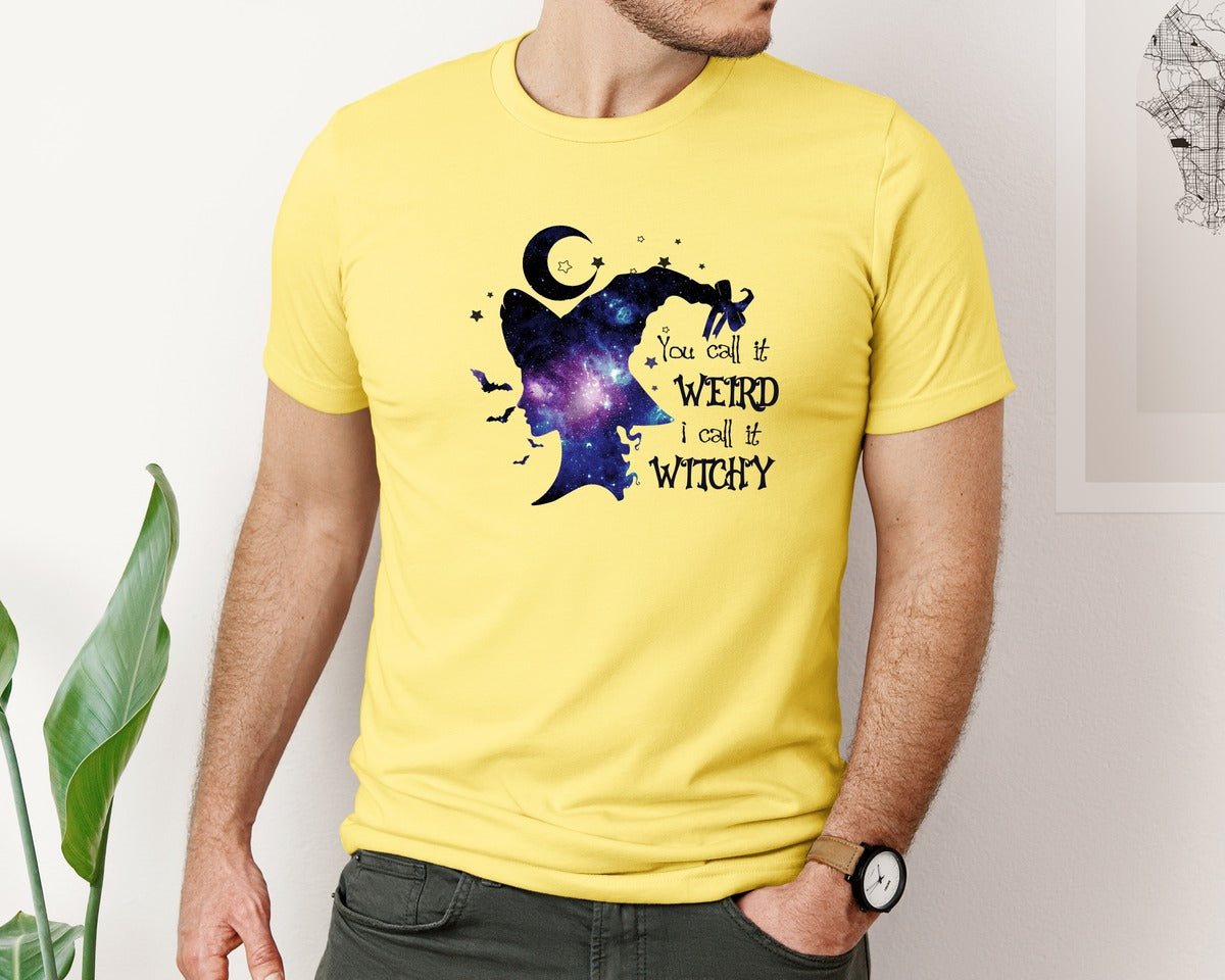 brand:Bella Canvas|color:Yellow|Weird And Witchy Quote Graphic T-Shirt