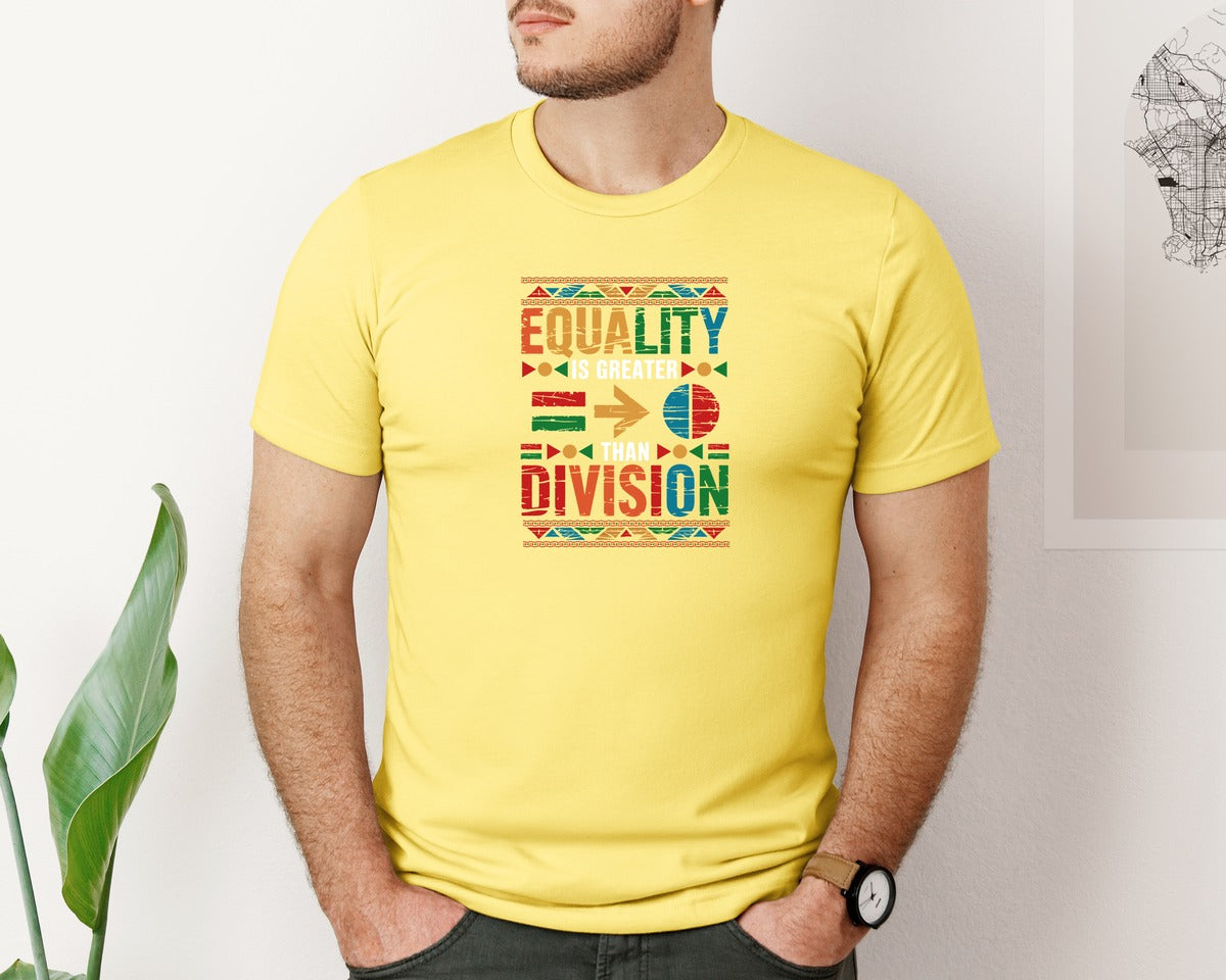 brand:Bella Canvas|color:Yellow|Equality Is Greater Than Division 6 Graphic T-Shirt