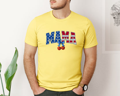 brand:Bella Canvas|color:Yellow|Cherry Usa Mama Coquette 4Th July Graphic T-Shirt