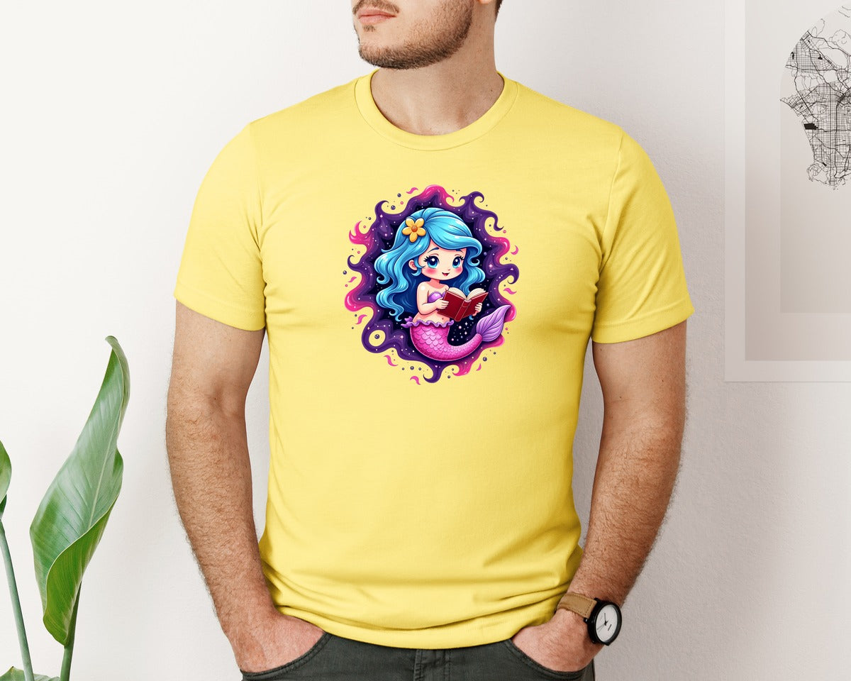 brand:Bella Canvas|color:Yellow|Retro 80S Neon Mermaid Design Art 5 Graphic T-Shirt