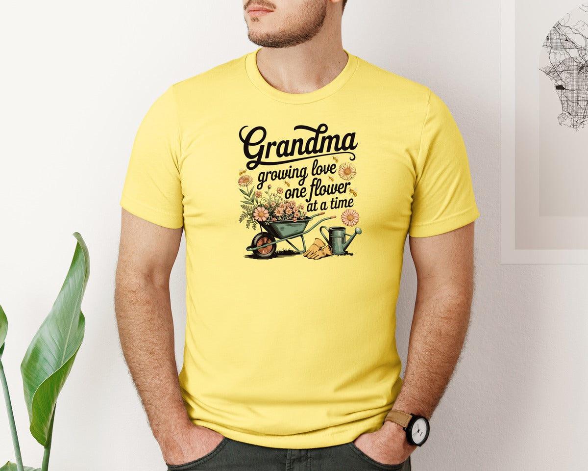 brand:Bella Canvas|color:Yellow|Grandma Growing Love Grandma Graphic T-Shirt