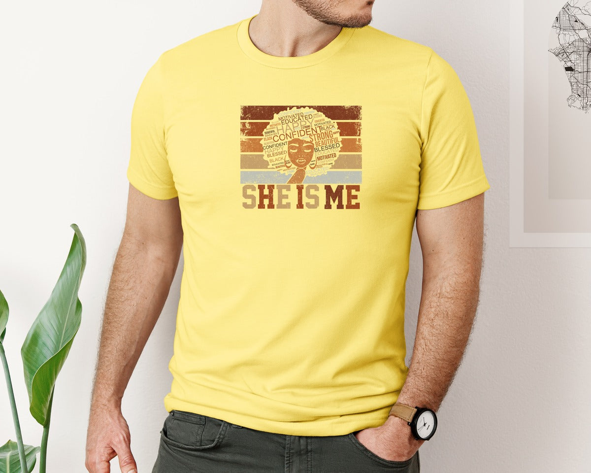 brand:Bella Canvas|color:Yellow|Strong Beautiful Black Girl Graphic T-Shirt
